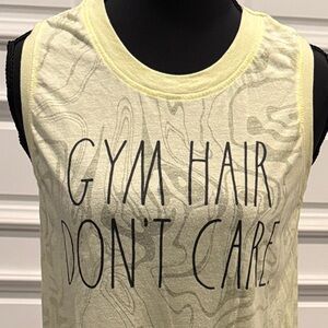 Rae Dunn Yellow Tank Top - Gym Hair Don't Care